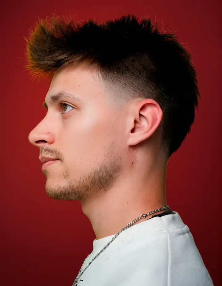 Corte con volumen arriba y degradado en los laterales, barbería Santos en Castelldefels
